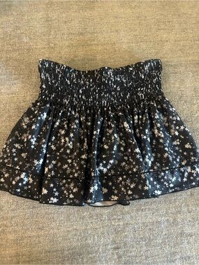 Black Star Print Smocked Waist Mini Skort - ACCEPTING OFFERS
